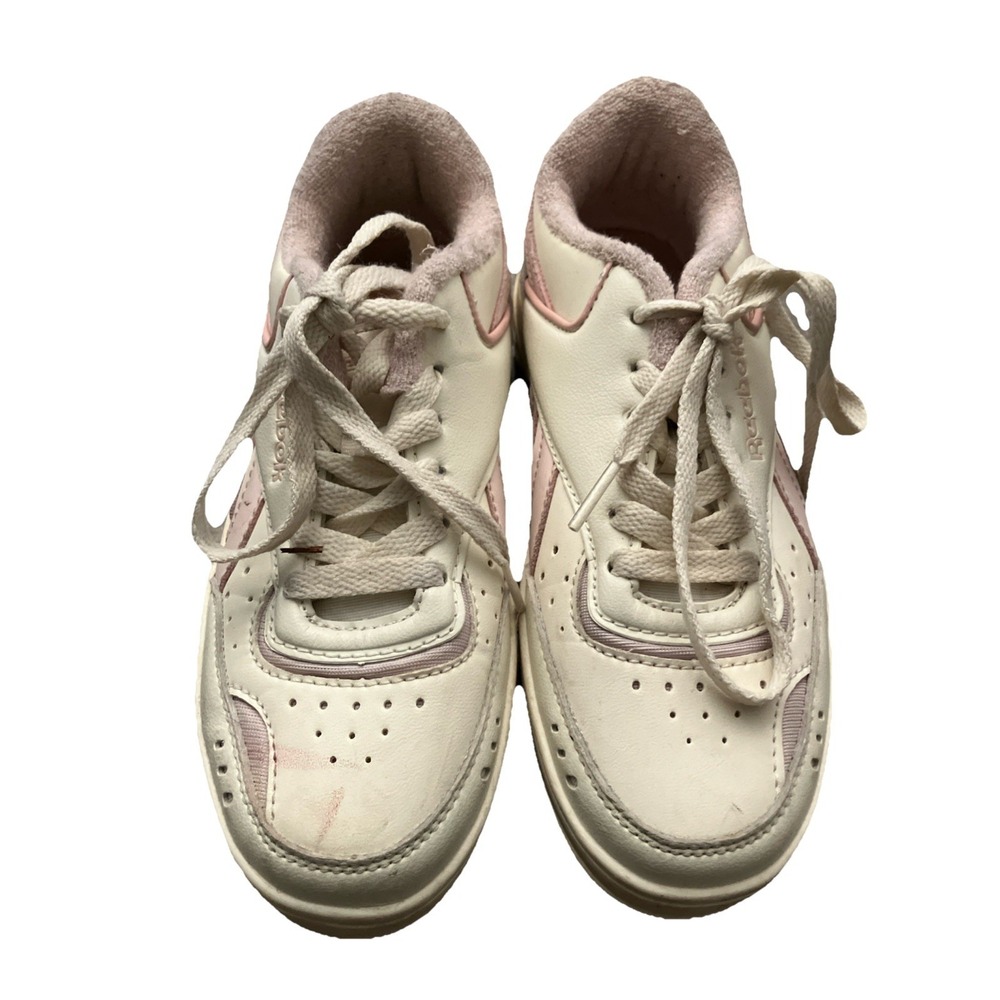 NEW Girls size 3 Reebok Club C Extra platform sneakers Ivory & pink leather